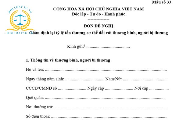 Đơn yêu cầu giám định lại thương tật