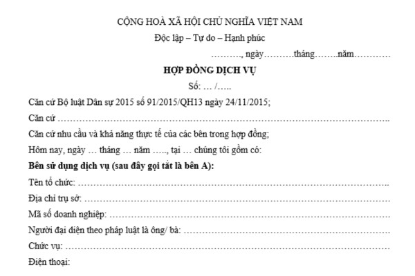Hợp đồng cung ứng dịch vụ
